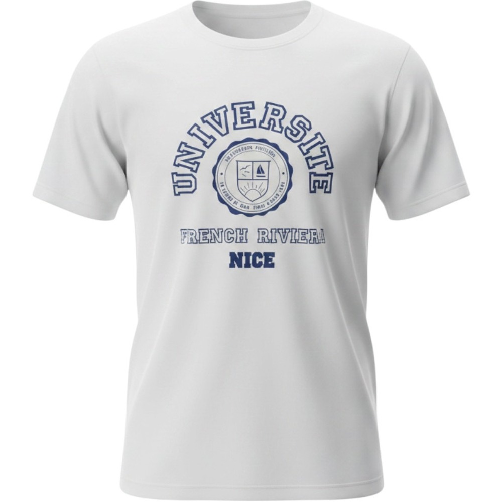 Universite French Riviera Men's XL Nice T-Shirt White Graphic Tee Short Sleeve